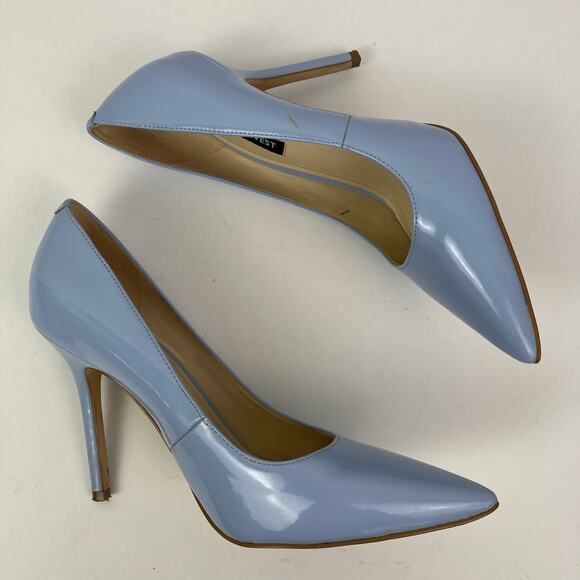 Nine West Sz 8M Ezra Pointy Toe Pumps
Light Blue Patent Stiletto Heels - Picture 9 of 16